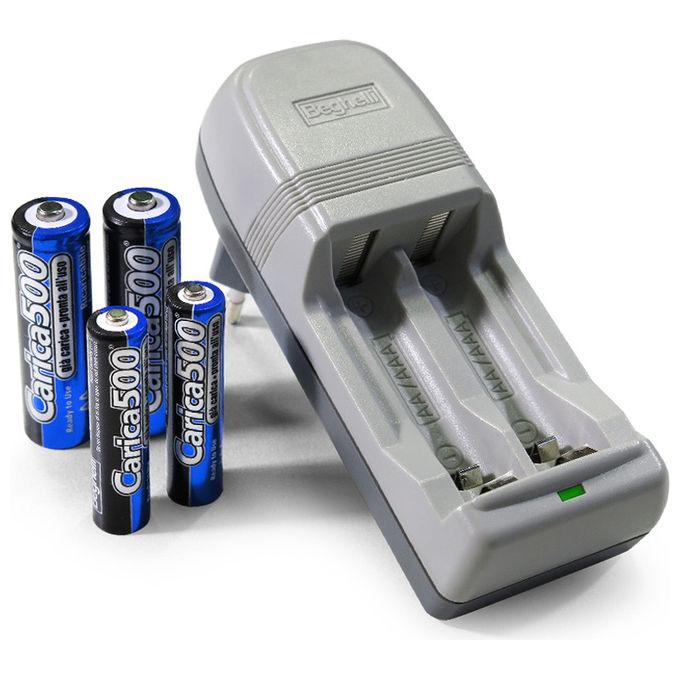 Beghelli Caricabatteria carica500 pack 2xaa 1500mah 2x aaa 800mah