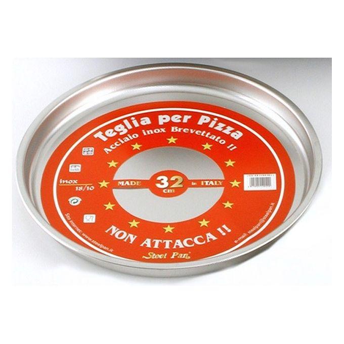 Teglia per pizza tonda in acciaio inox antiaderente 32