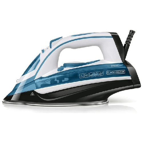 Black & Decker BXIR2402E ferro da stiro Ferro da stiro a secco e a vapore 2400 W Blu, Bianco