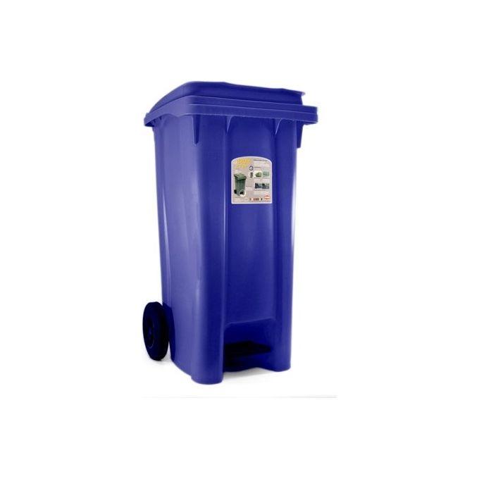 Bidone Carrello con pedale Blu Traffico Lt 120