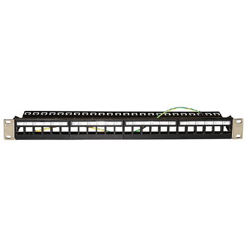 Link LKPV24SS Pannello Patch Vuoto in Metallo con Barra Supporto Posteriore per Connettori Schermati con Presa a Terra Viti Incluse