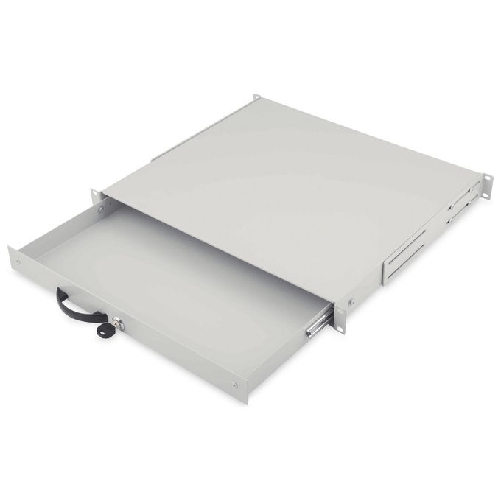 Digitus portatastiera estraibile con maniglia e chiusura a chiave per armadi rack 19'' grigio ral7035 misure mm Digitus Cassetto per tastiera per arma