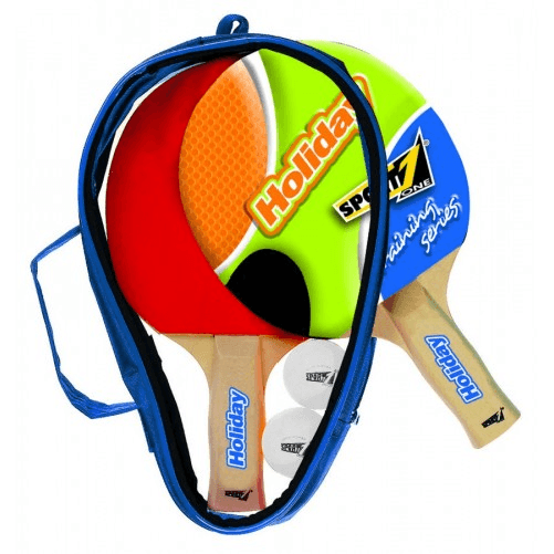 Sport One Set Holiday Ping Pong 2 Racchette 2 Palline Custodia Tennis da Tavola Allenarsi Mandelli Set P/P Holiday 2 Racchette+2 Palle