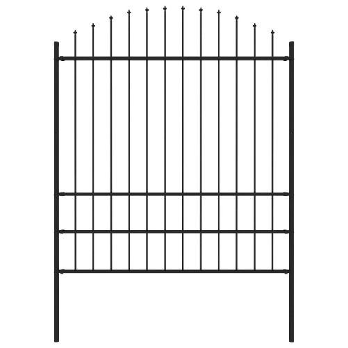 Recinzione Giardino Punta a Lancia (1,75-2)x1,7m Acciaio Nero