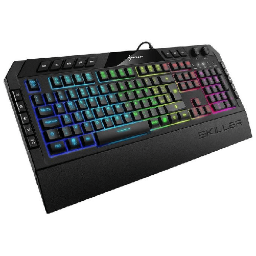 SHARKOON TASTIERA GAMING A MEMBRANA SKILLER SGK5 6 ZONE RGB, POGGIAPOLSI REMOVIBILE Sharkoon Skiller SGK5 tastiera Gaming USB Italiano Nero