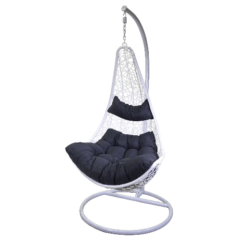 Vacchetti Dondolo pensile Rialto bianco c/supporto e cuscino grigio cm82x65h124
