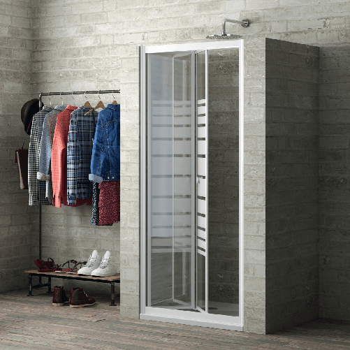 Porta doccia a soffietto book cristallo temprato profilo bianco bianco *** misure 86-90xh190 cm serigrafato, confezio...