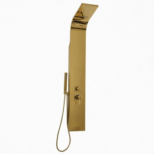 Colonna doccia attrezzata flower oro in acciaio gold con cascata h150xl20xp44 *** confezione 1