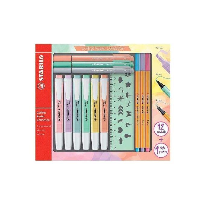 STABILO Pastel Collection Set – Confezione mista 13 pezzi: 6 swing cool pastel, 3 point 88, 3 pointMax, 1 righello stencil