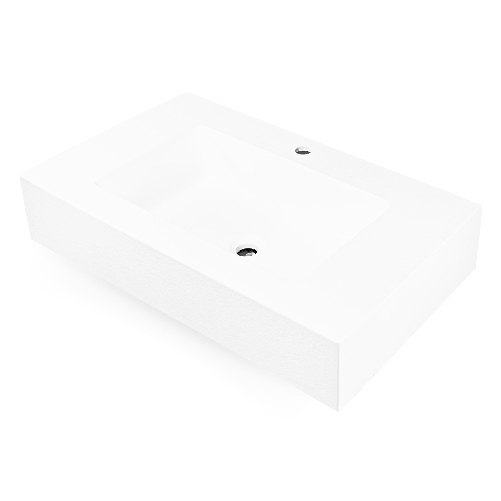 Ogomondo top lavabo sospeso in materiale marmo resina finitura asfalto *** misure 90x46x15 cm, tinta bianco, confezio...