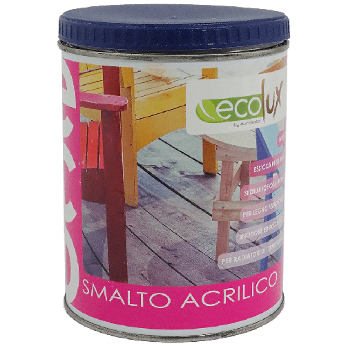 Ecolux smalto ecologico satinato acrilico ad acqua inodore per interno ed esterno *** tinta rosso ossido, contenuto l...