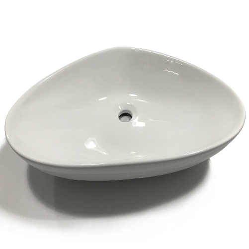 Lavabo d'appoggio in ceramica bianco triangolare lavandino arredo bagno *** misure 67x44x15 cm, confezione 1