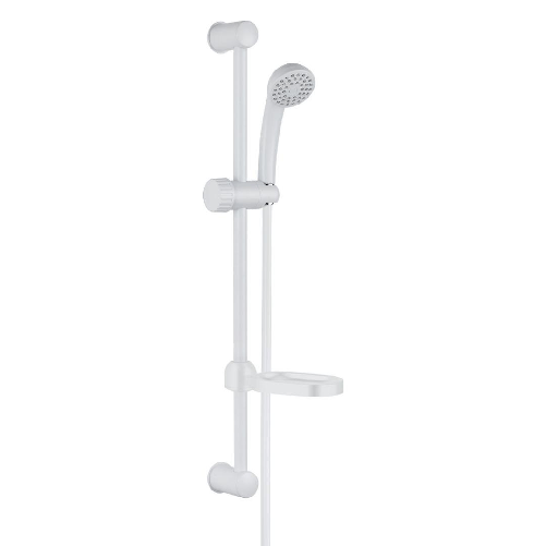 Saliscendi in abs bianco blush con doccetta e portasapone par campeggio nautica giardino