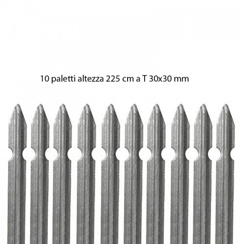 10 Paletti in Ferro Zincato 225 cm Pali per Recinzione con Profilo a T