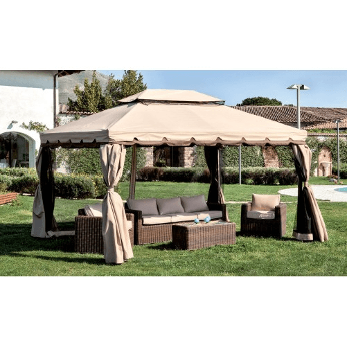 Gazebo 3x4 Alluminio Impermeabile con Teli Pareti Zanzariera Tende Laterali