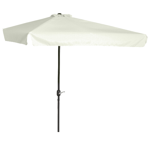 Outsunny Ombrellone Semicircolare per Parete da Terrazza e Giardino con Manovella, 2.5x2.3m, Crema
