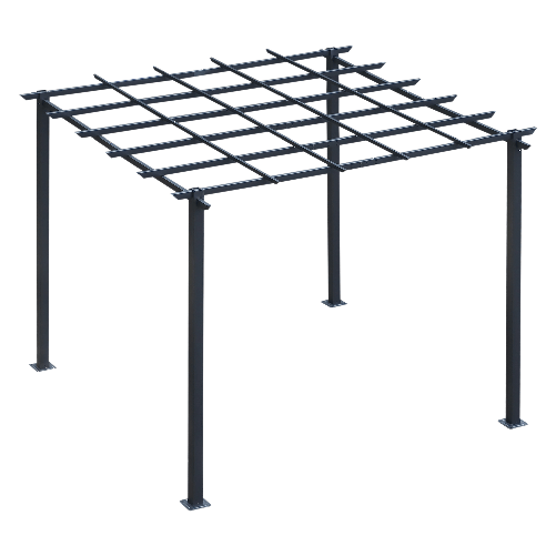 Outsunny Gazebo Pergola da Giardino 3x3m Decorabile con Rampicanti in Metallo Nero