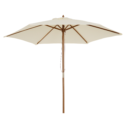 Outsunny Ombrellone da Giardino 2.5x2.3 m a 6 Stecche in Legno Laccato e Poliestere, Beige