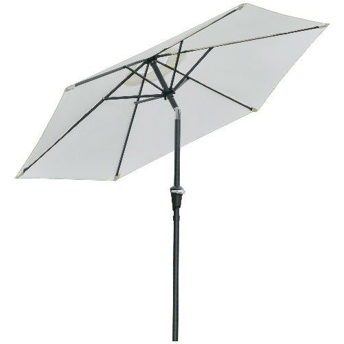 Outsunny Ombrellone da Giardino Inclinabile 2.3x2.2m con Manovella, Palo in Metallo e 6 Stecche, Crema