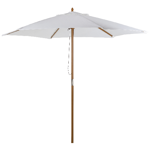 Outsunny Ombrellone da Giardino 2.5x2.3 m a 6 Stecche, in Legno e Poliestere, Bianco Crema