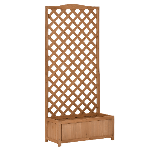 Outsunny Fioriera Verticale da Esterno con Traliccio per Piante Rampicanti in Legno, 76x36x170cm