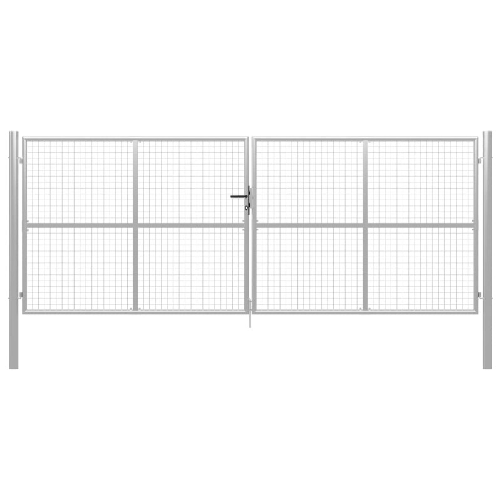 Cancello per Giardino in Acciaio Zincato 415x200cm Argento