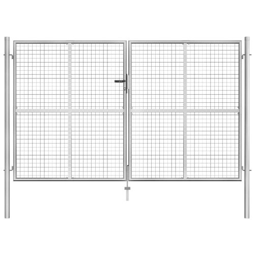 Cancello per Giardino in Acciaio Zincato 306x200 cm Argento