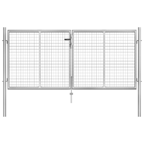 Cancello per Giardino in Acciaio Zincato 306x150 cm Argento