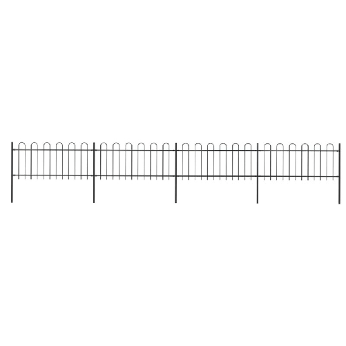 vidaXL Recinzione da Giardino con Punta Tonda in Acciaio 6,8x0,8m Nera