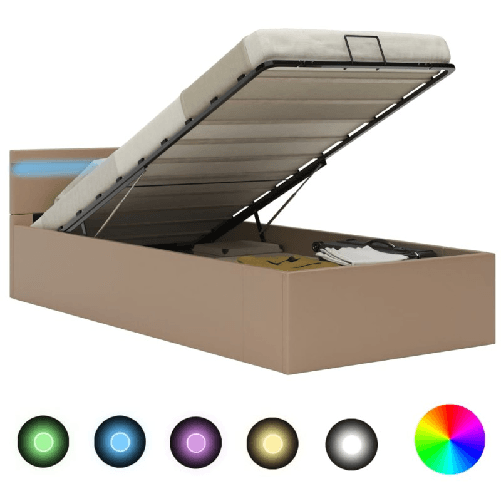 vidaXL Giroletto Idraulico con LED Cappuccino Similpelle 100x200cm