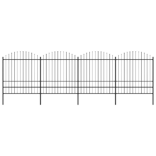 vidaXL Recinzione Giardino Punta a Lancia (1,75-2)x6,8m Acciaio Nera