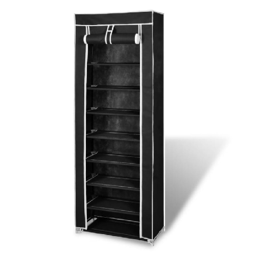 VidaXL Scarpiera in Tessuto Richiudibile 57 x 29 x 162 cm Nera