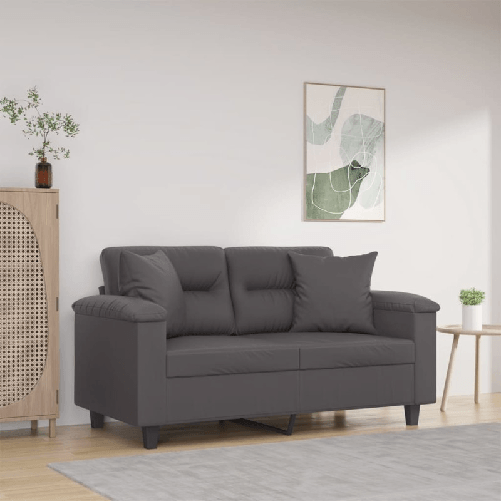 vidaXL Divano a 2 Posti con Cuscini Grigio 120 cm in Similpelle