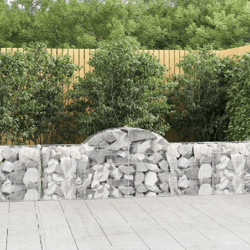 vidaXL Cesti Gabbioni ad Arco 15 pz 200x30x60/80 cm Ferro Zincato