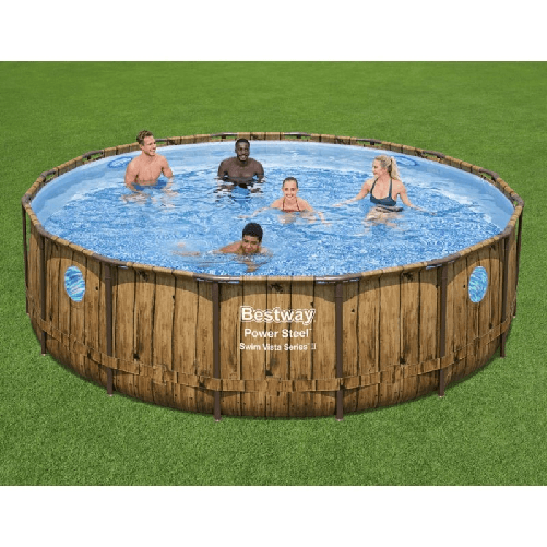 Bestway Piscina power steel swim vista series con oblo, cm. 488x122 Bestway Set Piscina Power Steel 488x122 cm