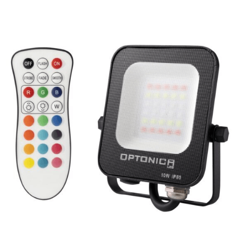 Optonica Proiettore led rgb light con telecomando potenza 10 watt colore nero ip65 OPTONICA LED FL10-B3 F