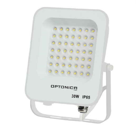 Optonica Proiettore led 30 watt slim metallo bianco ip65 equivalente 160 watt *** temperatura colore lampada 6000k OPTONICA LED FL30-B3 F