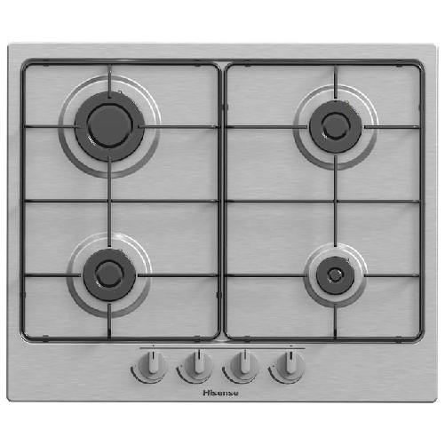 Hisense GM642XF piano cottura Nero, Acciaio inossidabile Da incasso 61 cm Gas 4 Fornello(i)