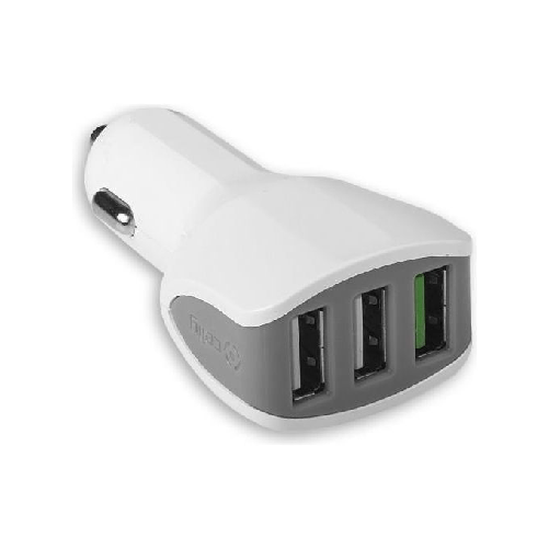Celly CC3USBTURBOWH Caricabatterie per dispositivi mobili Smartphone, Tablet Bianco Accendisigari Auto