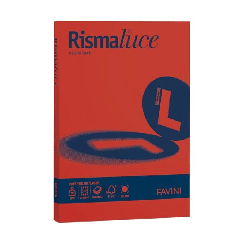 Cartotecnica Favini FAVINI Carta RISMALUCE SMALL A4 90gr 100fg scarlatto 61 FAVINI Favini Rismaluce carta inkjet A4 (210x297 mm) 100 fogli Rosso