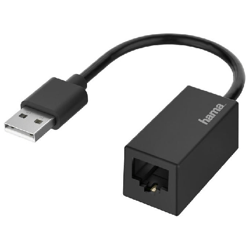 Hama Adattatore USB 2.0 M / 8p8c F (RJ 45), Fast Ethernet LAN 10/100, nero Hama Convertitore USB 2.0 M-8p8c F RJ 45 Fast Ethernet LAN 10-100 Nero
