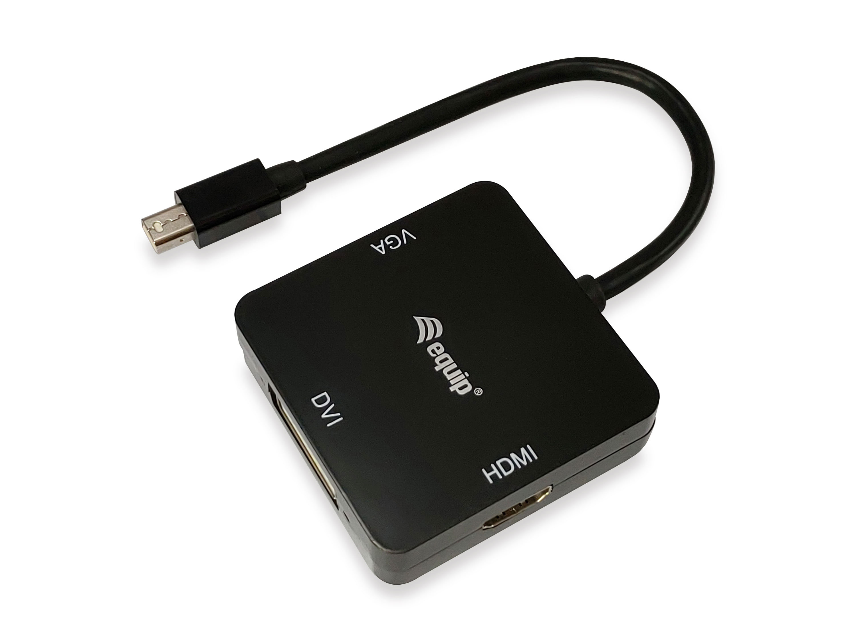 Equip Adaptador 3 en 1 Mini DisplayPort Macho a HDMI, DVI y VGA Hembra - Plug & Play - HDMI 4096 x 2160 (4K) / 30 Hz y D