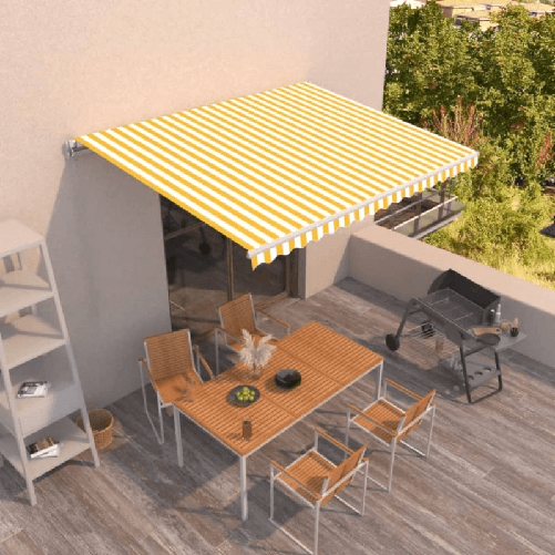 VidaXL Tenda da Sole Retrattile Manuale 450x350 cm Gialla e Bianca