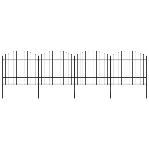 vidaXL Recinzione Giardino Punta a Lancia (1,5-1,75)x6,8m Acciaio Nera