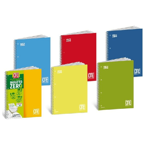 BLASETTI Box 6 maxi spiralati OneColor Impatto Zero 80fg 1rigo+6 scat.fogl. Blasetti Blasetti 7449 quaderno per scrivere A4 80 fogli Multicolore