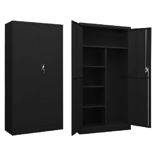 vidaXL Armadio con Ripiani Nero 90x40x180 cm in Acciaio