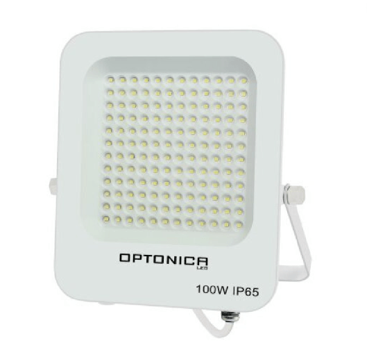 Optonica Proiettore led 100 watt slim metallo bianco ip65 equivalente 477 watt *** temperatura colore lampada 4500k