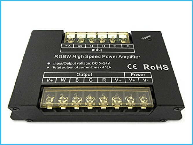 Amplificatore Segnale PWM Alta Velocita 4 Canali Per Striscia Led RGBW RGB+W RGB Mono Colore 12V 24V 4X8A AP103