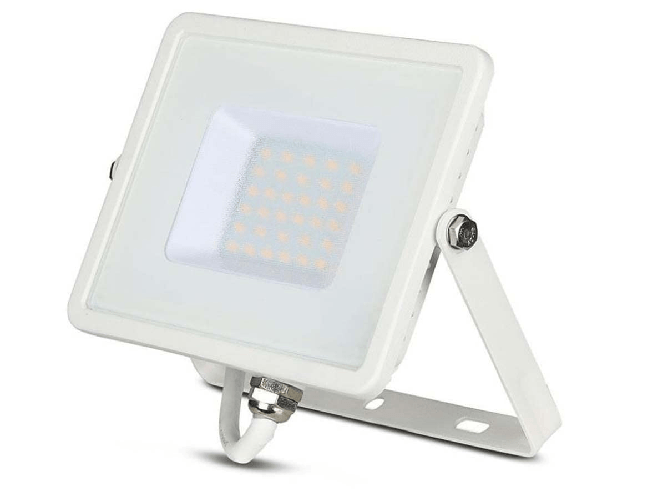 Faro Led Flood Light 30W IP65 Bianco Freddo Super Slim Carcassa Bianca Chip Samsung Garanzia 5 Anni SKU-405