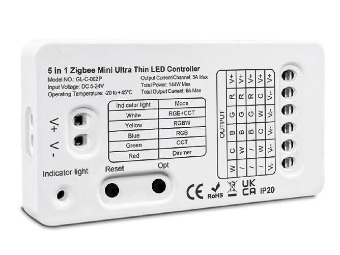 LEDLUX Mini ZigBee Controller 12V 24V 5 In 1 Per Striscia Led Da Mono Colore Fino a 5 Canali APP Tuya Compatibile Con Alexa Google Home Mini ZigBee Co